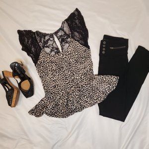 Sexy Leopard print Peplum Top